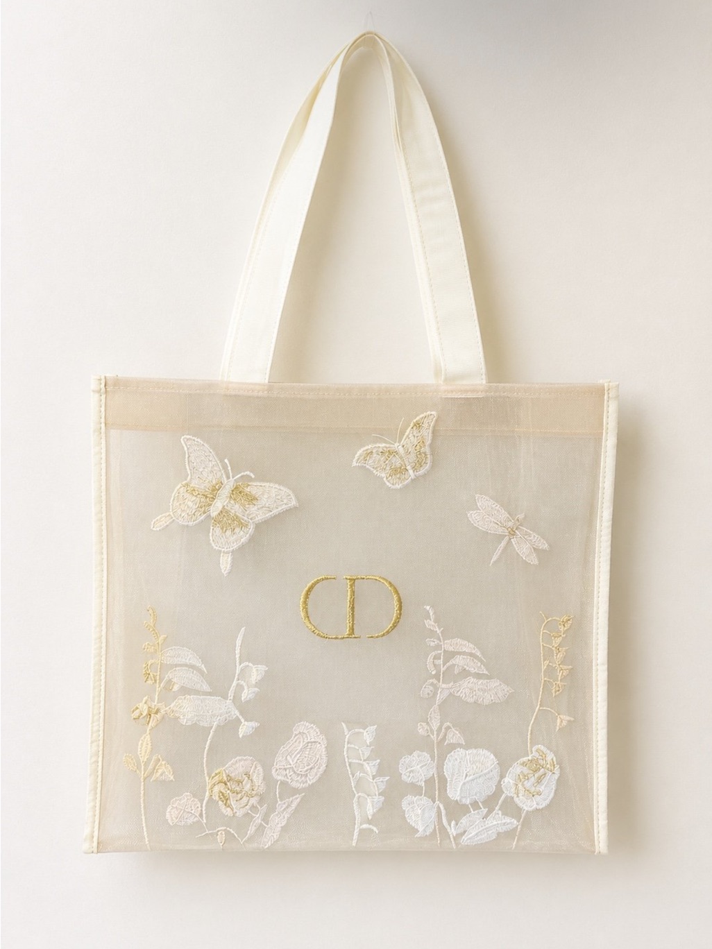 Dior Butterfly Mesh Tote Bag Gwp Vip Sheer Embroidered Cd Logo Brand New